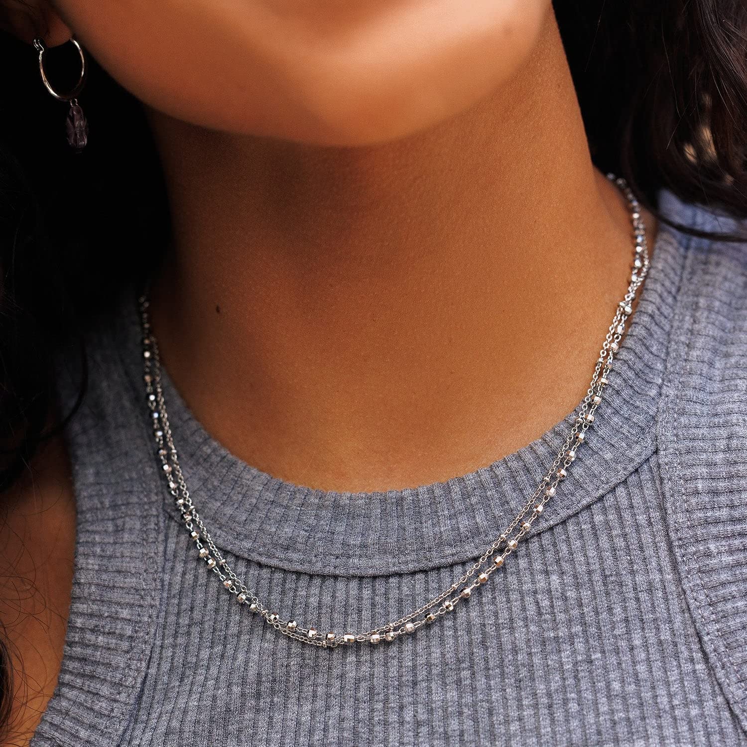 Pura Vida 14" Silver Orbit Choker Necklace - Handmade Statement Necklace, Layered Necklace with Silver Chain - Silver Necklace for Women, Necklaces, Boho Jewelry for Women - 3" Extender - Image 3