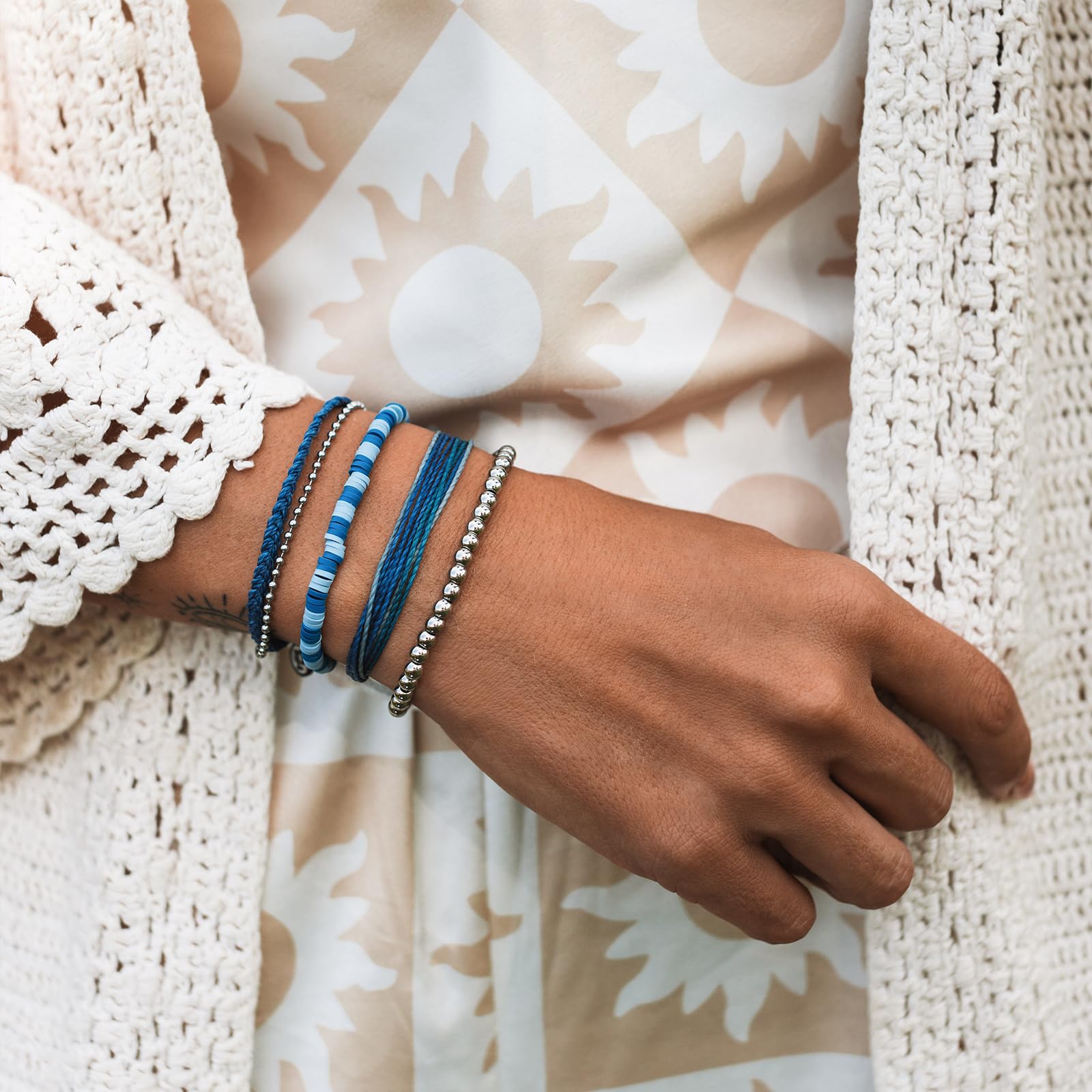 Pura Vida Bracelet Deep Sea Bracelet Stack, 4 Stackable Bracelets for Women - Image 3