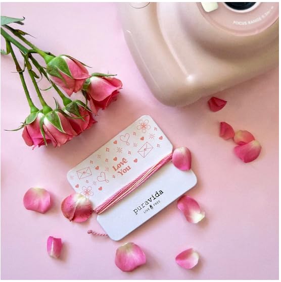 Pura Vida Bracelets Gift Love You Card Bracelet Stack for Women, Pink - Image 3