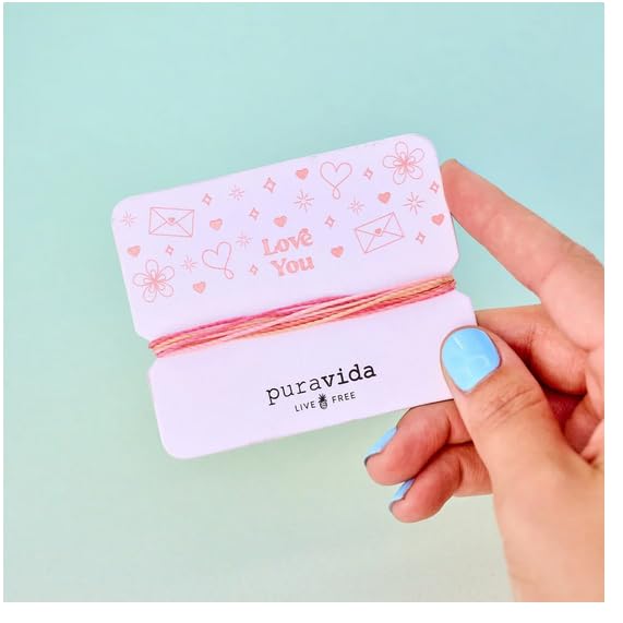 Pura Vida Bracelets Gift Love You Card Bracelet Stack for Women, Pink - Image 4