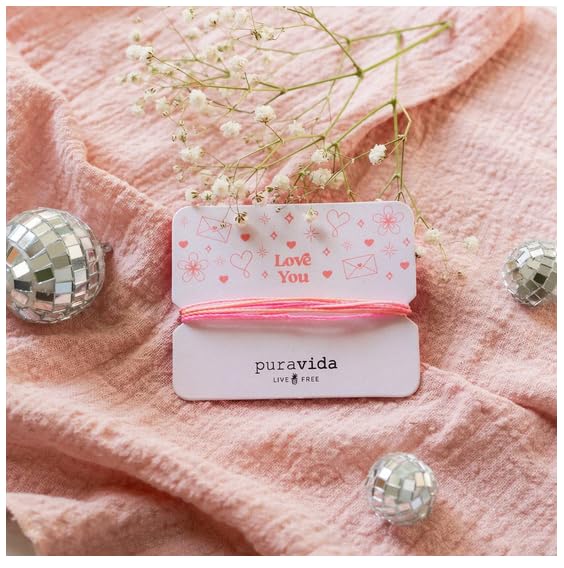 Pura Vida Bracelets Gift Love You Card Bracelet Stack for Women, Pink - Image 5