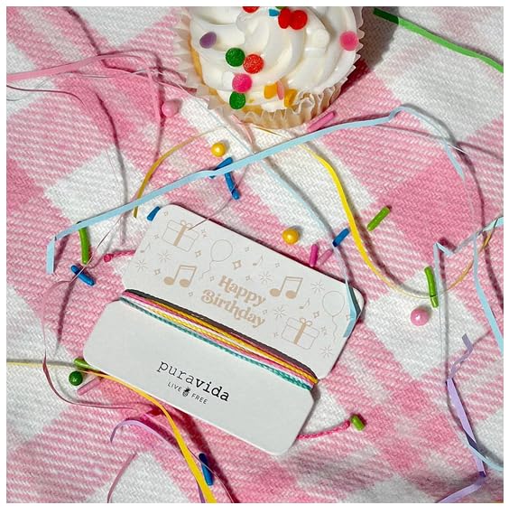 Pura Vida Bracelets Happy Birthday Gift Card Friendship Bracelet Stack - Image 7