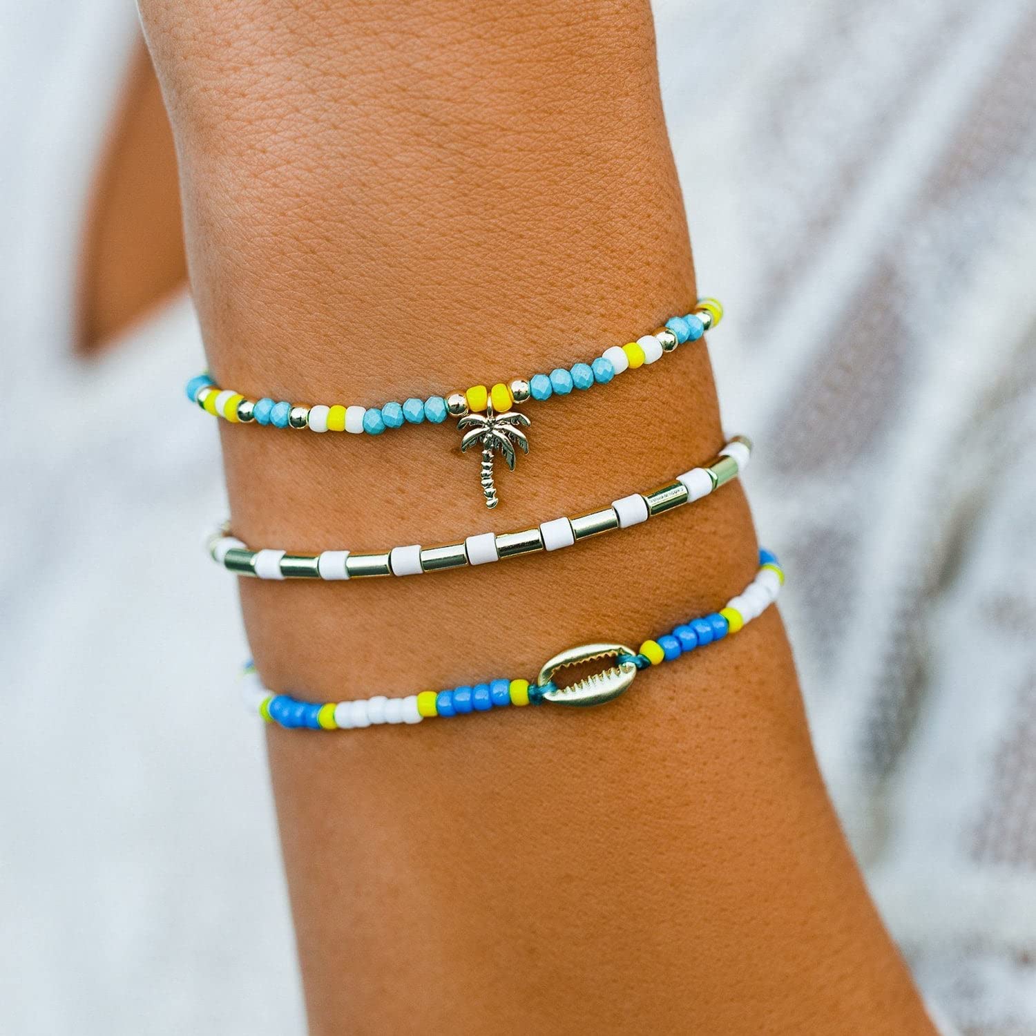 Pura Vida Glowing Palms Style Bracelet Pack - Stackable Bracelets for Women - Handmade Accessories, Adjustable Bands - Multicolor, Set of 3 - Image 3