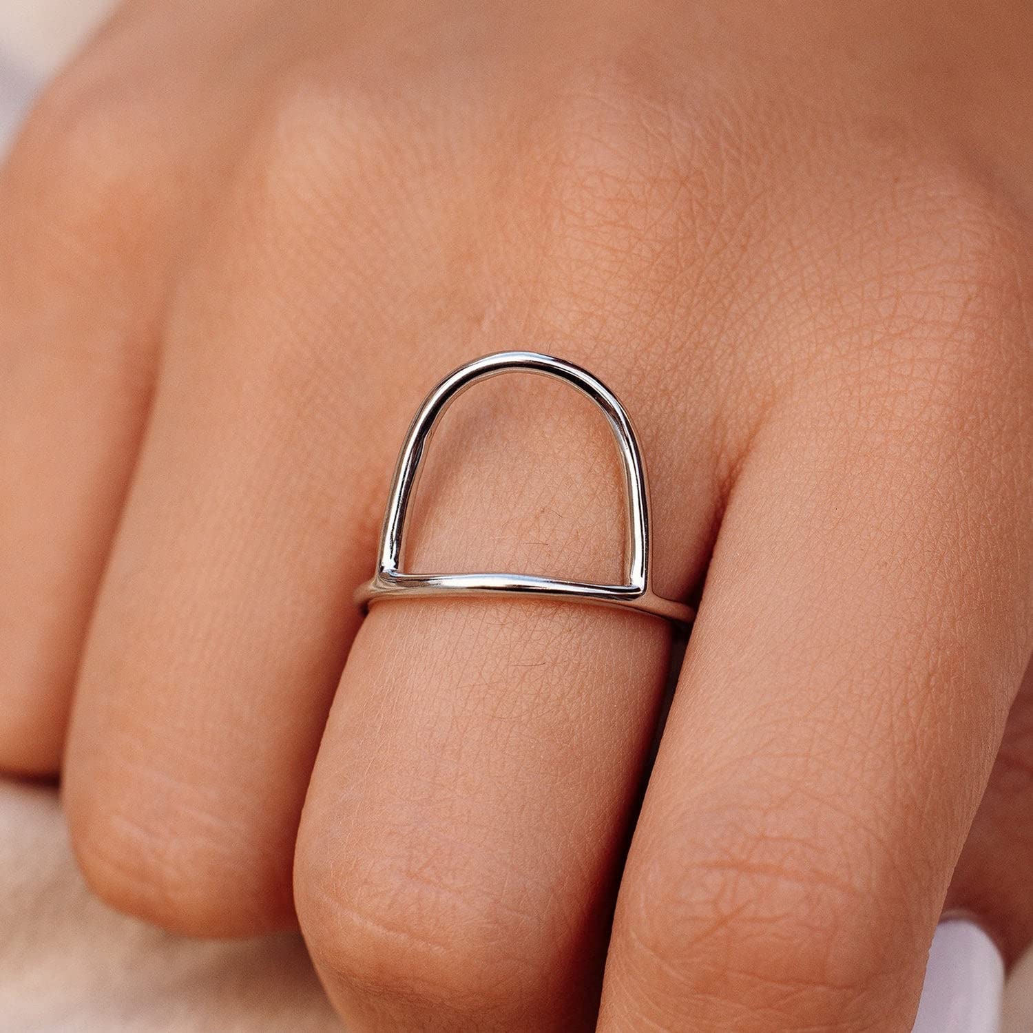 Pura Vida Ring Silver Arch Statement Ring - Handmade Ring with Thin Band, Brass Base with Rhodium Plate & E-Coat - Silver Rings for Women, Cute Rings, Boho Jewelry for Women - Size 5-9 - Image 5