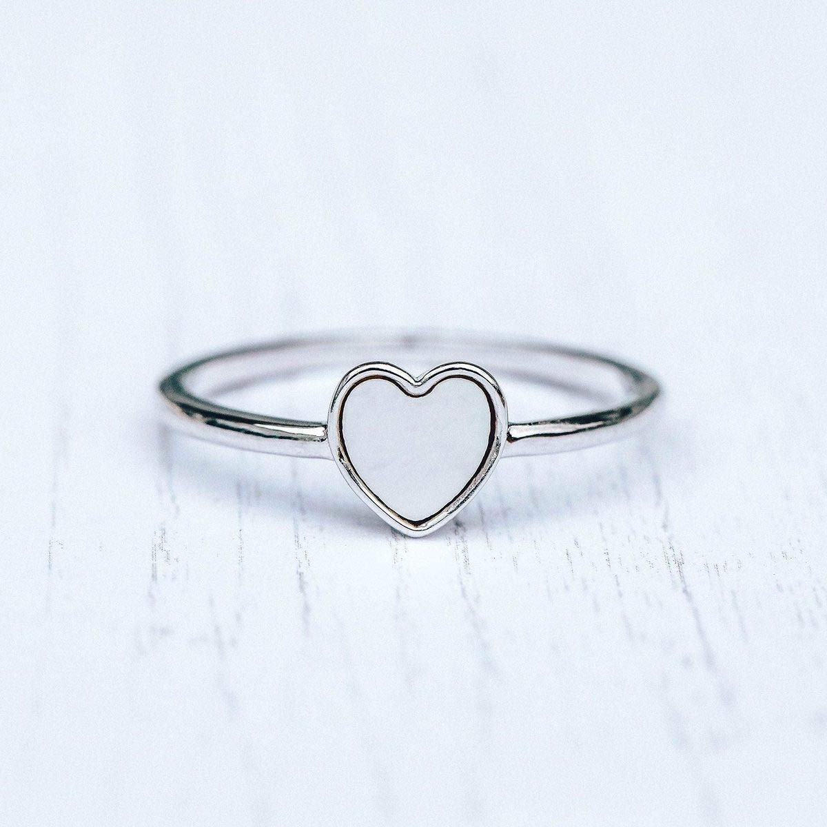 Pura Vida Silver Heart of Pearl Ring, Mother of Pearl, Brass Base Band, Size 5-9 - Image 3