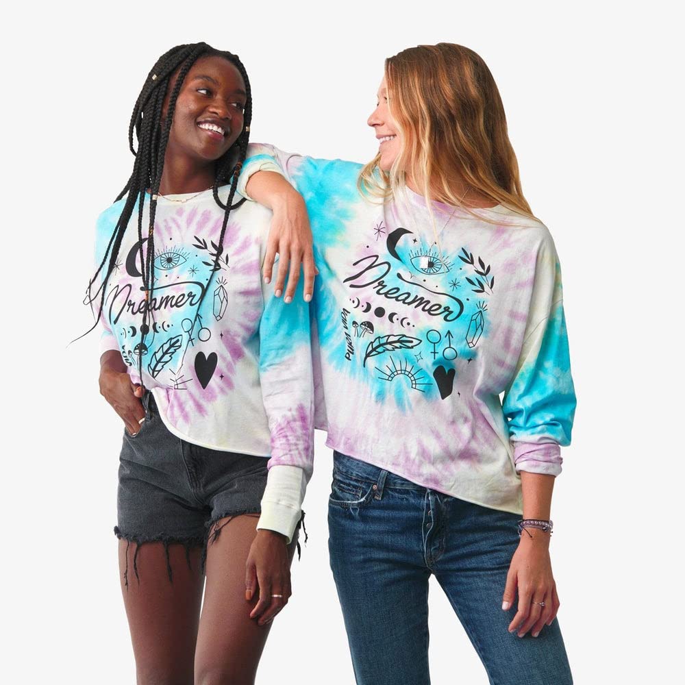 Pura Vida Women's Dreamer Boxy Shirt - Long Sleeves, Relaxed Fit - Purple & Blue Tie Dye - Image 5