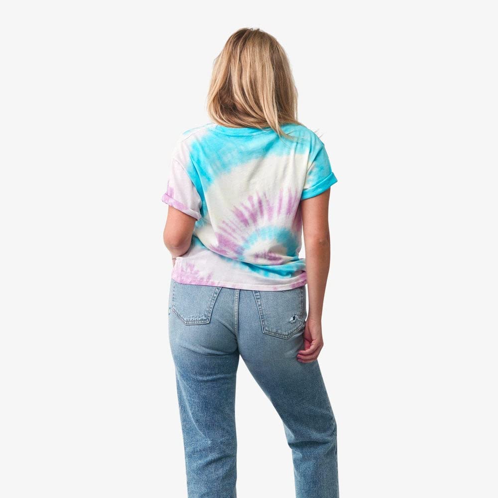 Pura Vida Women's Dreamer Crewneck Shirt - Short Sleeves, Oversized Tee - Purple & Blue Tie Dye - Image 3