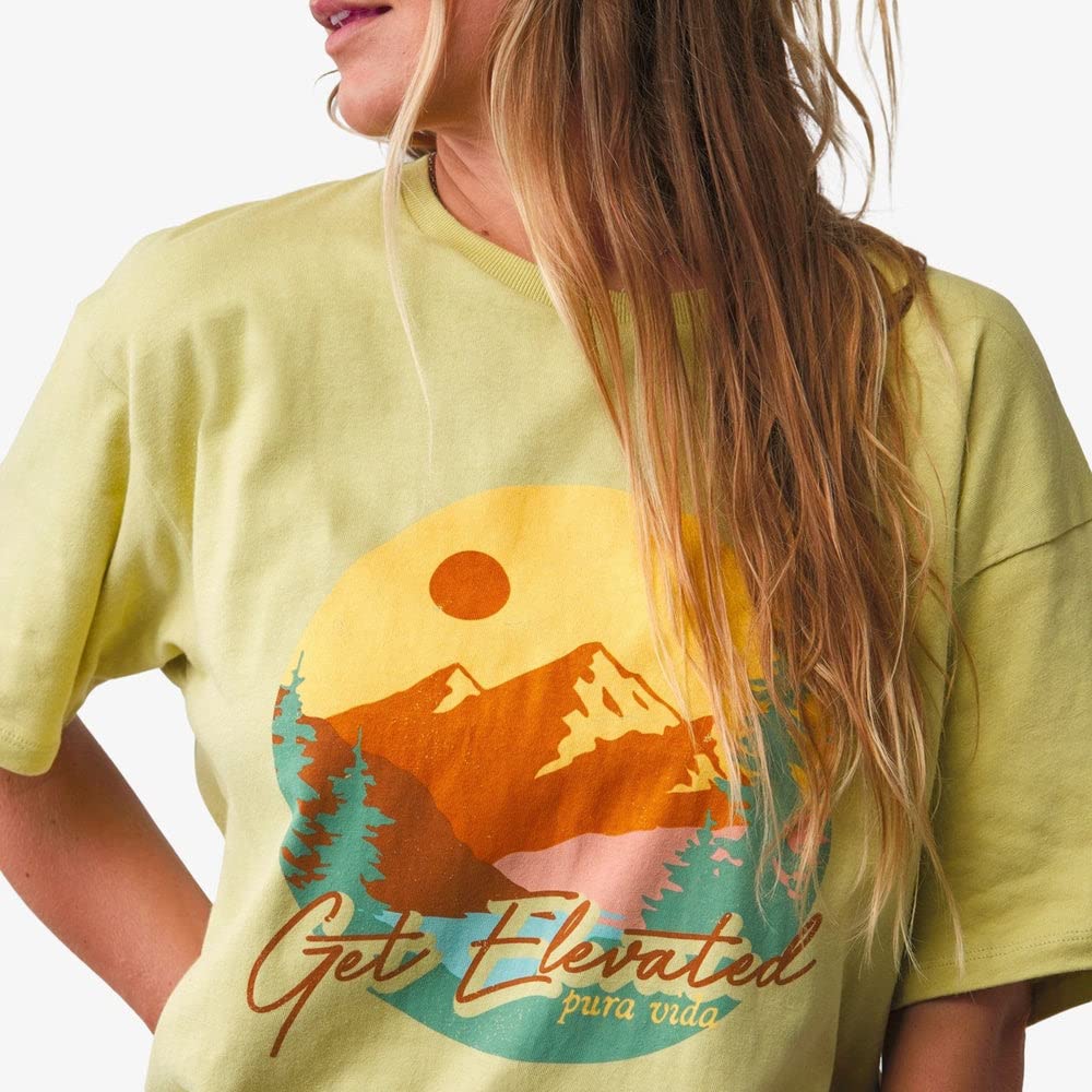 Pura Vida Women's Get Elevated Crewneck Shirt - Short Sleeves, Oversized Tee - Fall Yellow - Image 5